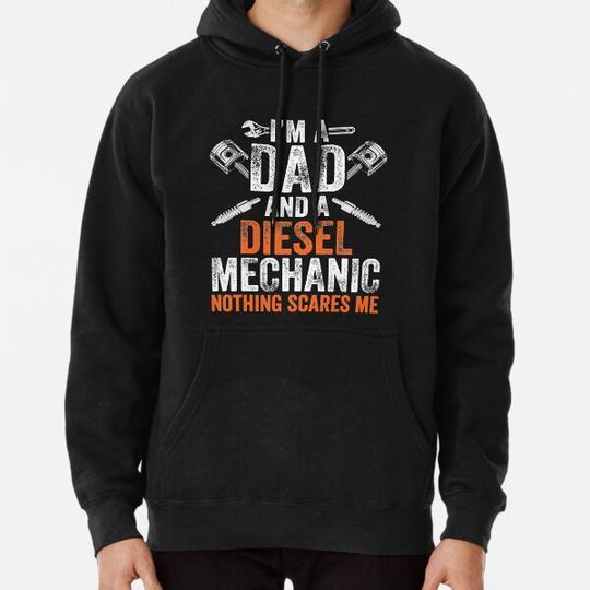Discover Gift For Men Father's Day Halloween - Diesel Mechanic Dad Hoodies