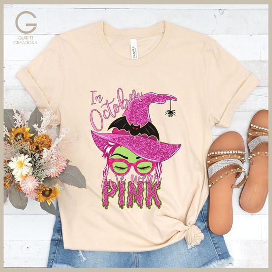 Discover In October We Wear Pink Breast Cancer Awareness Shirt
