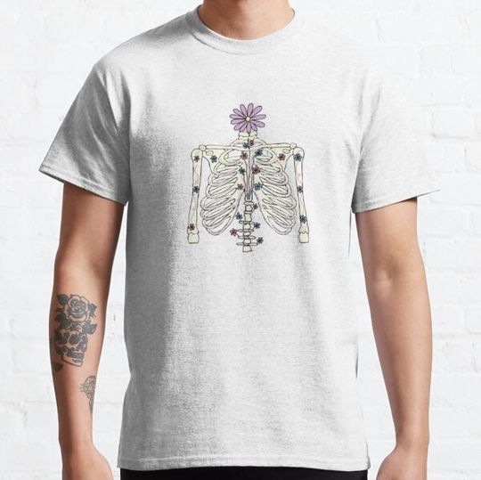 Discover flower skeleton ribcage T-shirts