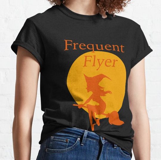 Discover Pretty Witch On Broom Frequent Flyer Design For Halloween T-shirts