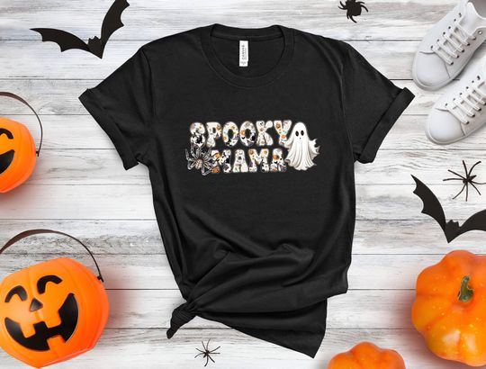 Discover Spooky Mama Shirt, Ghost Top, Halloween Gift, Fall Fashion, Pumpkin Tee, Mom Shirt, October Trend, Halloween Shirt, Creepy Tee, Gift for Mom