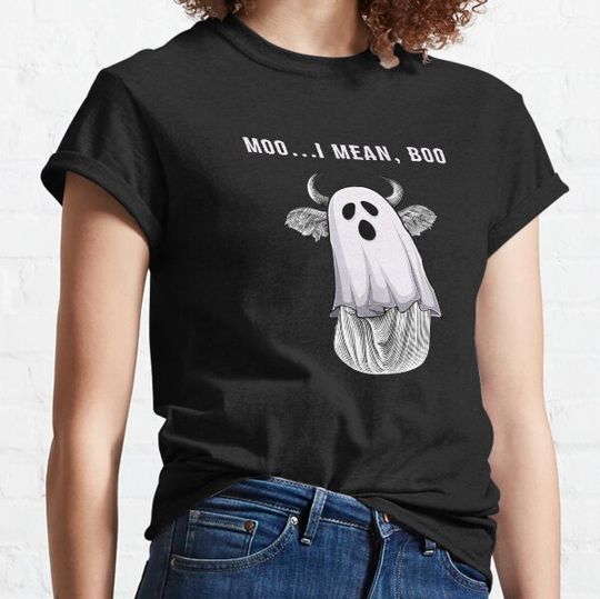 Discover Scary Cow Farmer Halloween Ghost Funny Moo I Mean Boo T-shirts