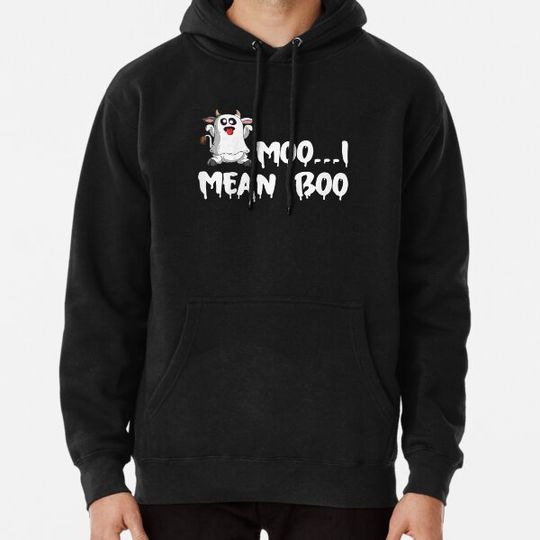 Discover Moo I Mean Boo Ghost Cow Ghost Cow Halloween Farmer Funny Hoodies