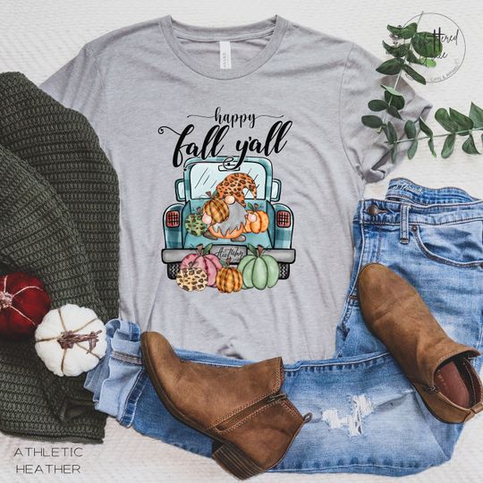 Discover Happy Fall Ya'll Gnome Truck Shirt, Autumn Pumpkin, Old Truck, Ladies Womens Unisex