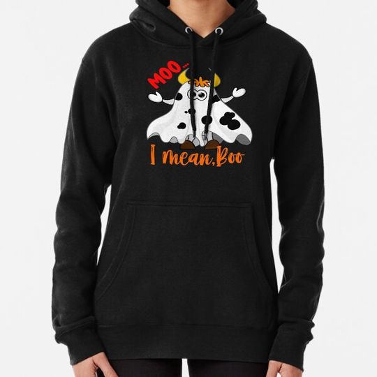 Discover Moo I Mean Boo Funny halloween Cow Boo Ghost Cow Hoodies