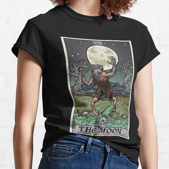 Discover The Moon Halloween Tarot Card Werewolf Jack O Lantern Crab T-shirts