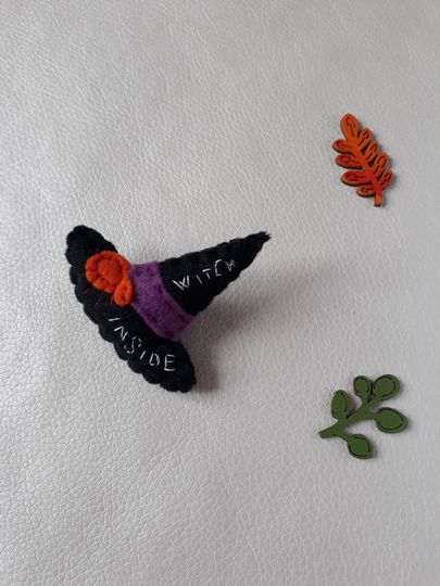 Discover Halloween pin brooch, witch hat