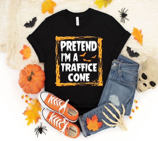 Discover Pretend I'm A Traffic Cone Costume Halloween Lazy Easy T-Shirt For Men Womens Girls, Halloween  Long Sleeve, Sweatshirt, Hoodie