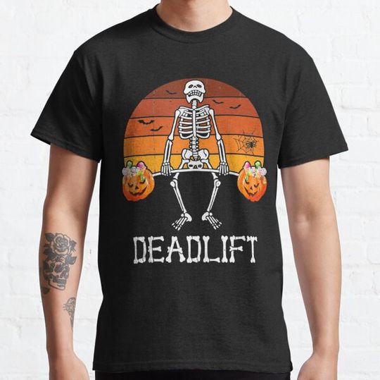 Discover Skeleton Dead Lift Candy Buckets Gym Workout Halloween T-shirts
