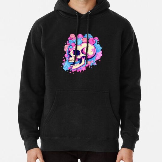 Discover Colorful Bubblegum Skull Lollipop Pink and Blue Sweets Juicy Spooky Halloween Hoodies