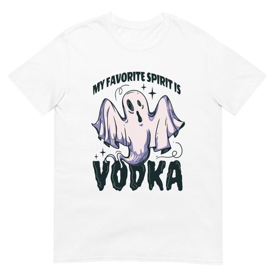 Discover My Favorite Spirit is Vodka Halloween Tee Shirt, Funny Graphic Unisex Short Sleeve T-Shirt