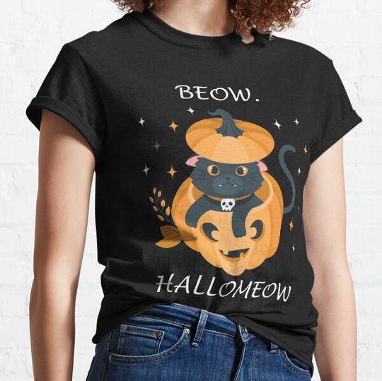 Discover Halloween Black Cat Pumpkin Graphic Tee