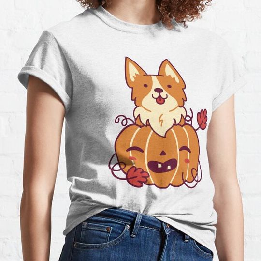 Discover Cute Pumpkin and Corgi Dog Halloween Funny T-shirts