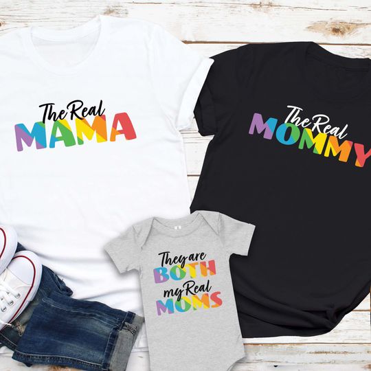 Discover Two Lesbian Moms Family Matching Pride Shirt
