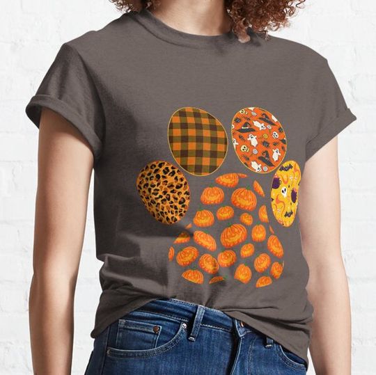 Discover Pumpkin Dog Cat Paw Halloween Costume Leopard T-shirts
