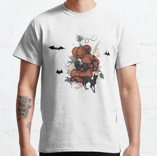Discover Black Cats halloween pumpkin bats T-shirts