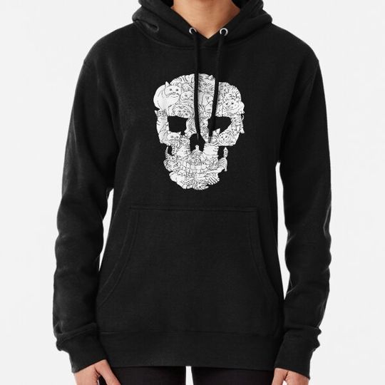 Discover Cat Skull Halloween Funny Goth Punk Emo Graphic Hoodies