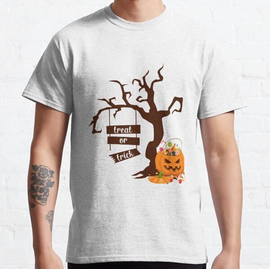 Discover Funny Trick or Treat 'It's Tricky' Halloween T-Shirt