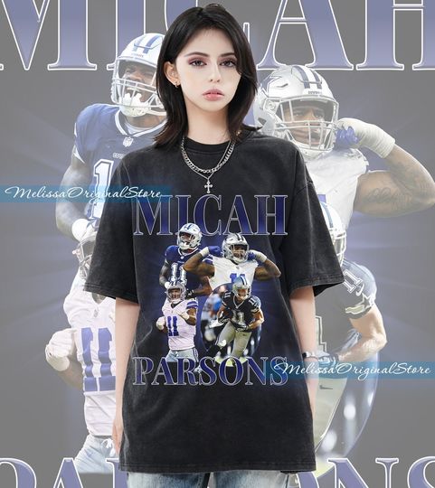 Discover Micah Parsons Vintage T Shirt,Washed T-Shirt, Unisex Crewneck Short Sleeve, Outside Linebacker,Bootleg Vintage 90s Sweatshirt, Gift for Fans