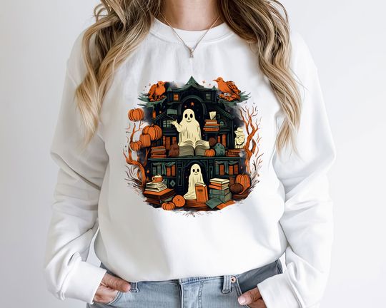 Discover Librarian Shirt, Book Lover Tshirt, Reading Shirt, Teacher Shirt, Halloween School Shirt, Ghost Reading Shirt, Teacher Halloween Shirt