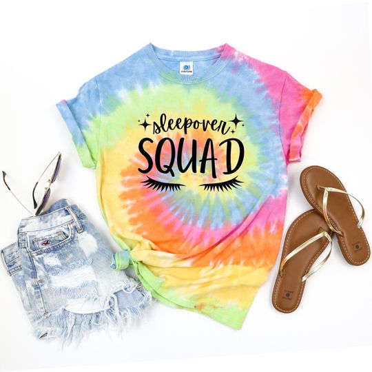 Discover Sleepover Squad Tie Dye Shirt,Pajama Party,Girls Night,Girls Sleepover Party,Christmas Pajamas,Friends Shirt,Slumber Party,Cute Sleep Shirt