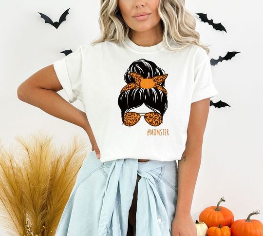 Discover Momster Halloween Teeshirt, Funny Halloween Shirt, Gift For Mom, Spooky Season Shirt, Trick or Treat Shirt, Fall Shirt, Monster Mom Shirt