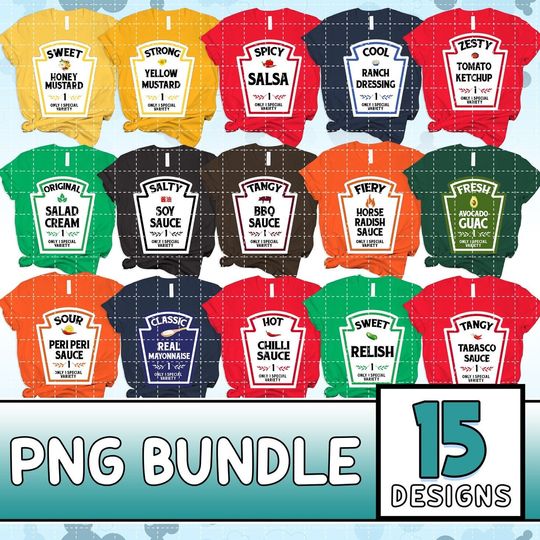 Discover Group Condiments Png Files | Matching Condiment Halloween Costume Party Png | 2023 Softball Tournament Bundle | Adults Youth Ketchup Ranch