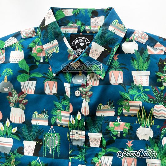 Discover House Plants and Cats Button Up Shirt Houseplants