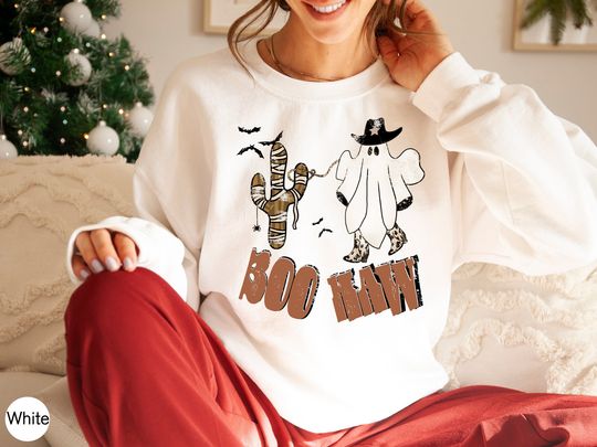 Discover Boo Haw Shirt, Women's Funny Halloween Shirt, Cowboy Ghost Sweatshirt, Funny Fall Shirt, Spooky Season Shirt, Halloween Gifts For Men, G8790