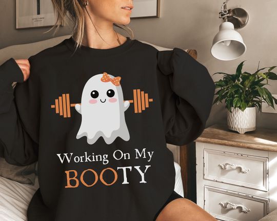 Discover Working On My Booty Cute Ghost Shirt, Gym Shirt, Workout Shirt, Halloween Workout Shirt, Boo-Tee Gym Shirt, Ghost Sweatshirt