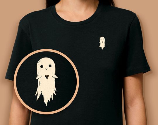 Discover Ghost with heart unisex black t-shirt made of 100% organic cotton - Halloween collection