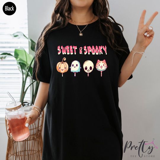 Discover Sweet And Spooky Shirt, Cute Halloween Shirt For Women, Fall Shirt For Girls, Spooky Season Sweatshirt, Halloween Gifts For Kids, P7796
