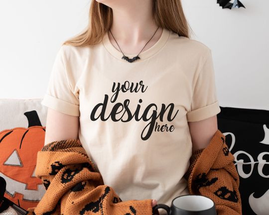 Discover Soft Cream Bella Canvas 3001 T-shirt Mockup for Halloween