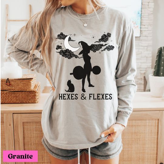 Discover Workout Witchy Halloween  Long Sleeve Shirt, Witch Tee, Womens gym, Ladies Fitness, Deadlifting Weightlifting, Weight Training