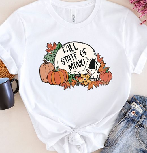 Discover Ladies Skull Floral Halloween T-Shirt for Fall