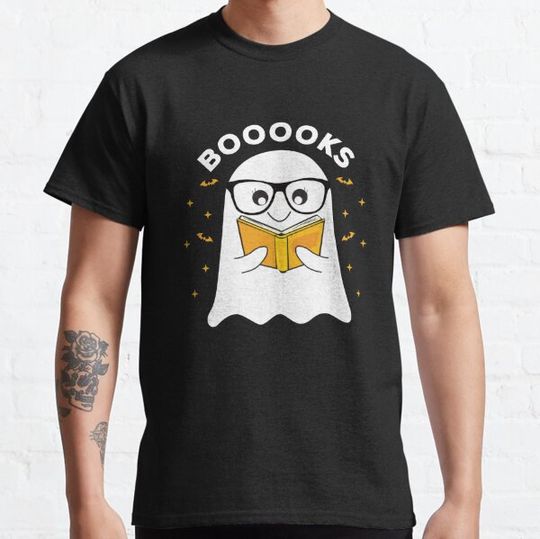 Discover Halloween Teacher Librarian Books Reading Ghost Pun BOOOOKS T-shirts
