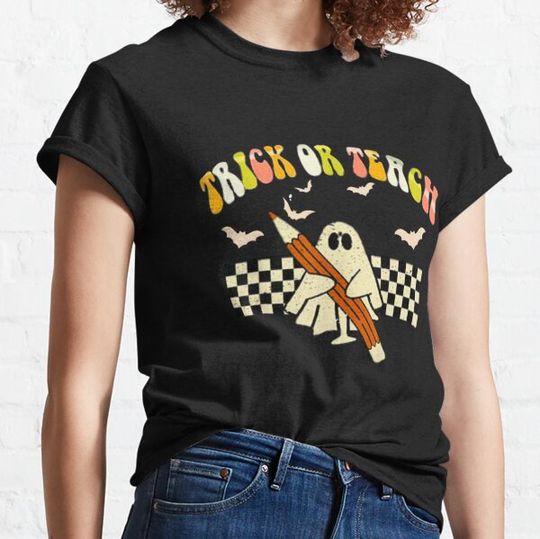 Discover Trick or Teach Ghost Teacher Halloween T-shirts