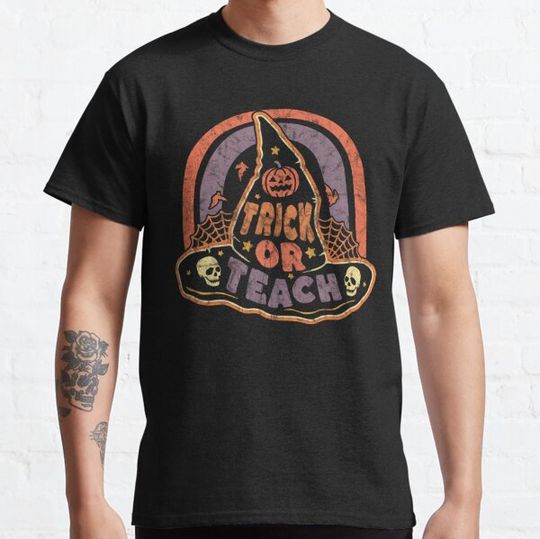 Discover Trick Or Teach Witch Hat Pumpkin Halloween T-shirts