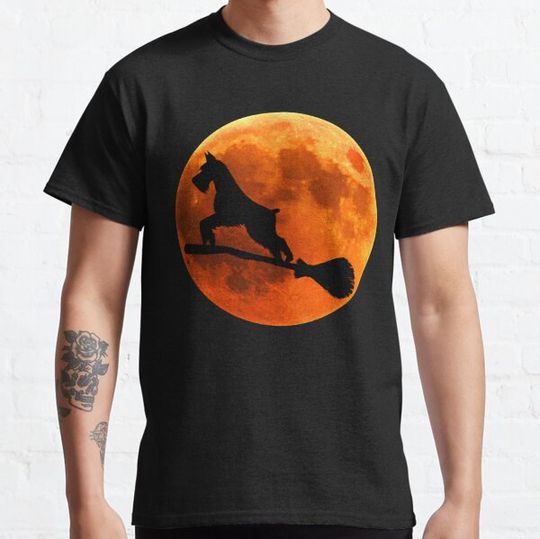 Discover Schnauzer Dog Silhouette Moon Halloween T-shirts