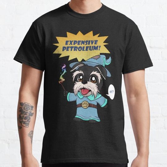 Discover Wizard Schnauzer Puppy | Halloween Puppy | Silver-Black T-shirts