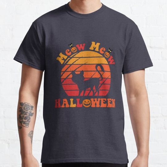 Discover Funny Meow Meow Halloween for Cats lovers and pumpkin T-shirts