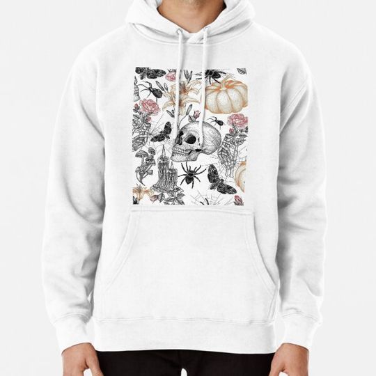 Discover Seamless vector Halloween pattern in engraving style Hoodies