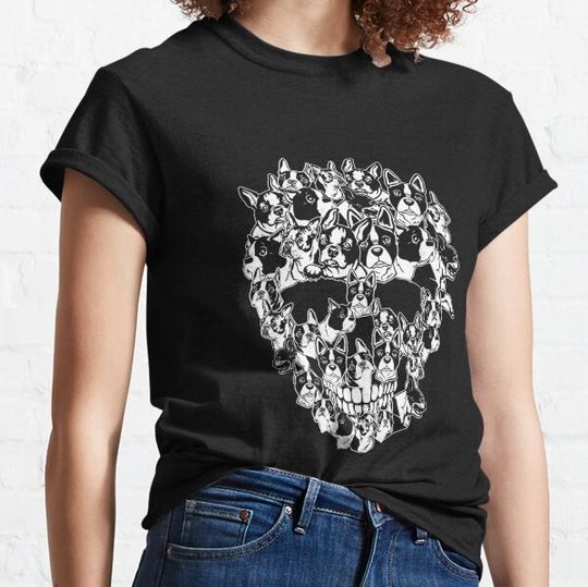 Discover Halloween Costume Skull Boston Terrier T-shirts