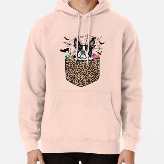 Discover Cute Dog Lover Gift Leopard Boston terrier Halloween Hoodies