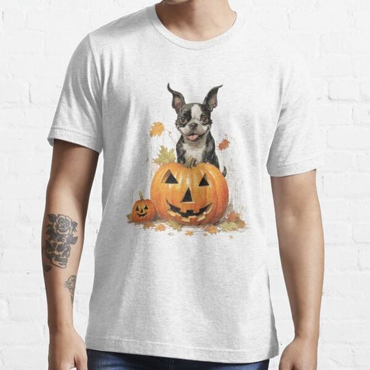 Discover Vintage Boston Terrier with Pumpkins T-shirts