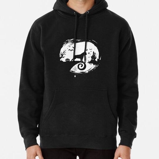 Discover Boston Terrier Halloween Costume Moon Silhouette Creepy Hoodies