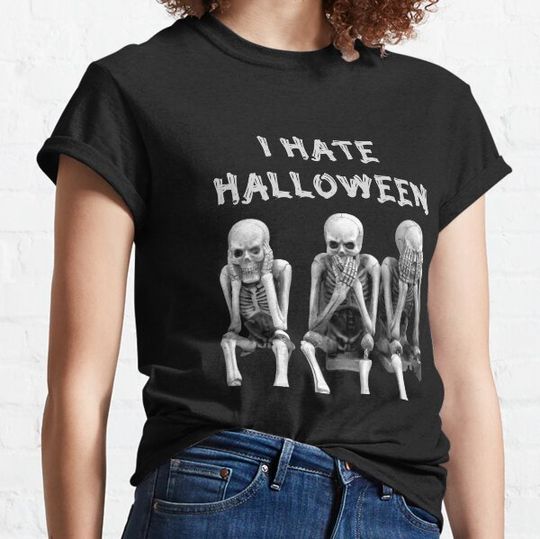Discover I hate Halloween Skeleton funny design T-shirts