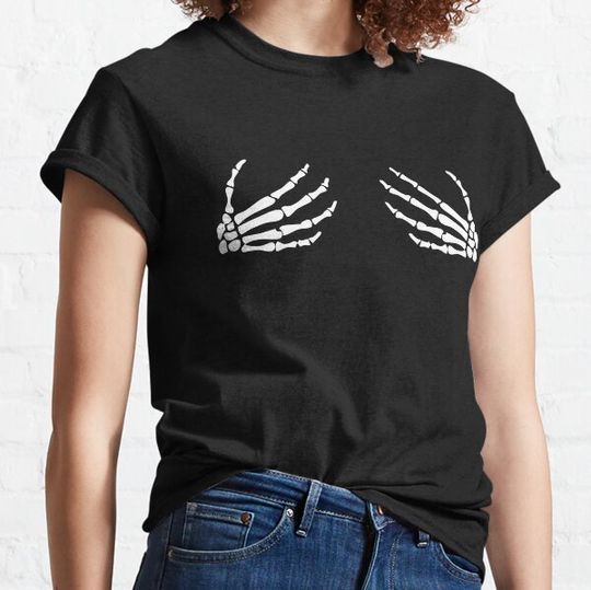 Discover Halloween Skelton hands on chest funny costume for ladies T-shirts