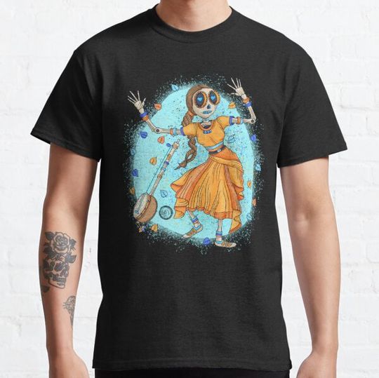 Discover Dancing Skeleton Indian Lady -   Día De Los Muertos - Music Lover T-shirts