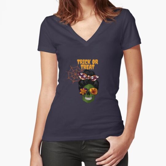 Discover Trick Or Treat Lady Skull Halloween Design T-shirts